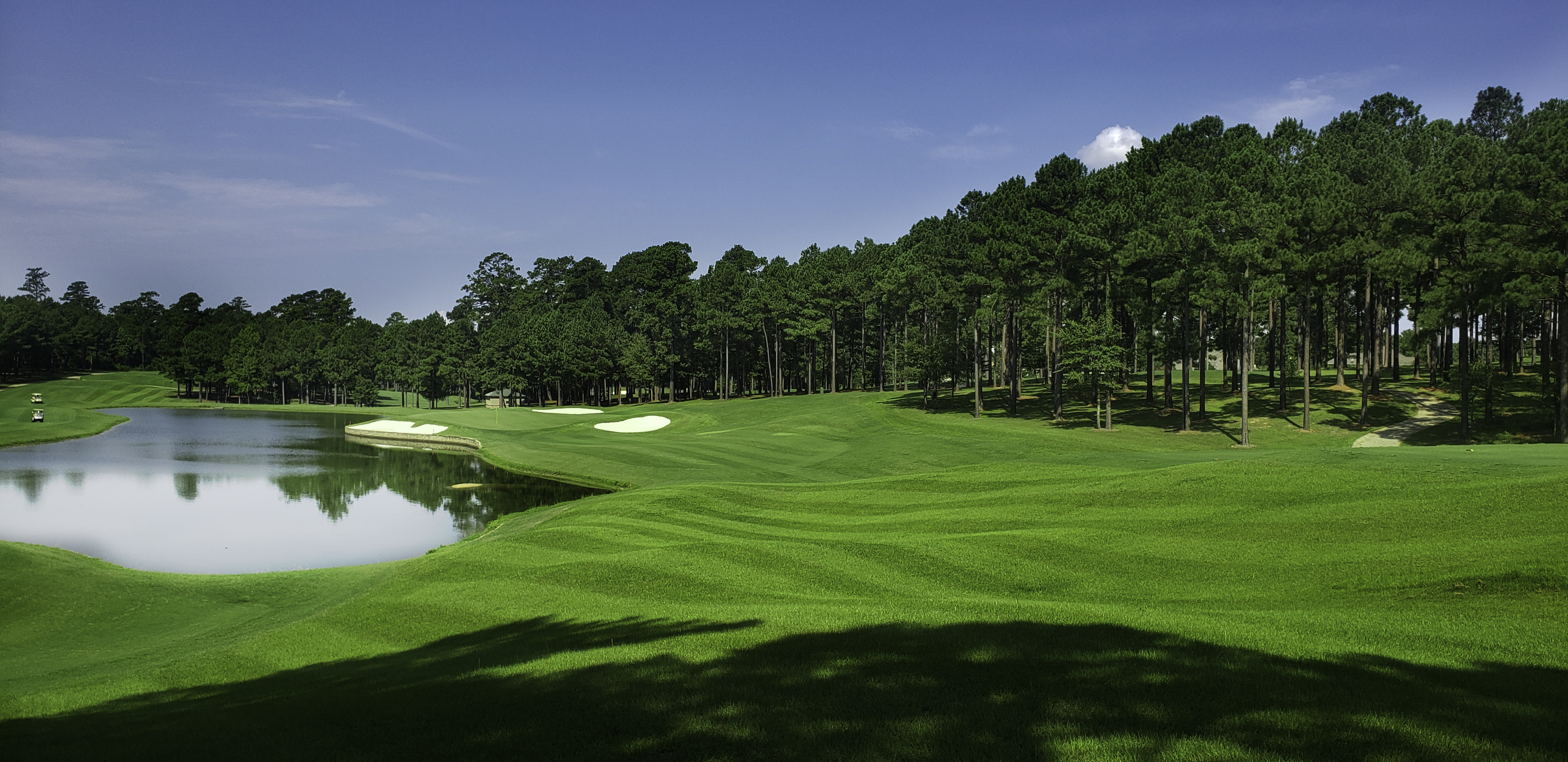 Stone bridge over water hazard on the course