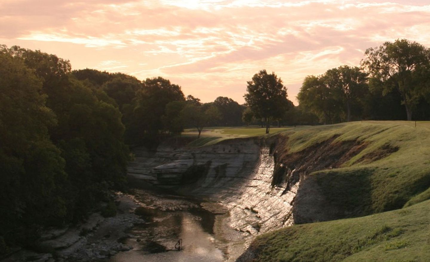 Course view with lake and fairways at Preston Trail